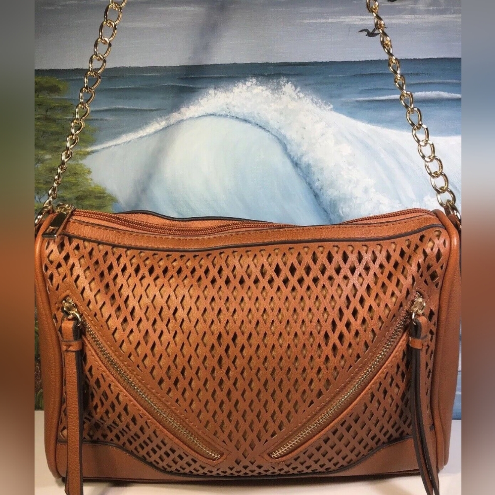 Brown crossbody purse with Gold chains
